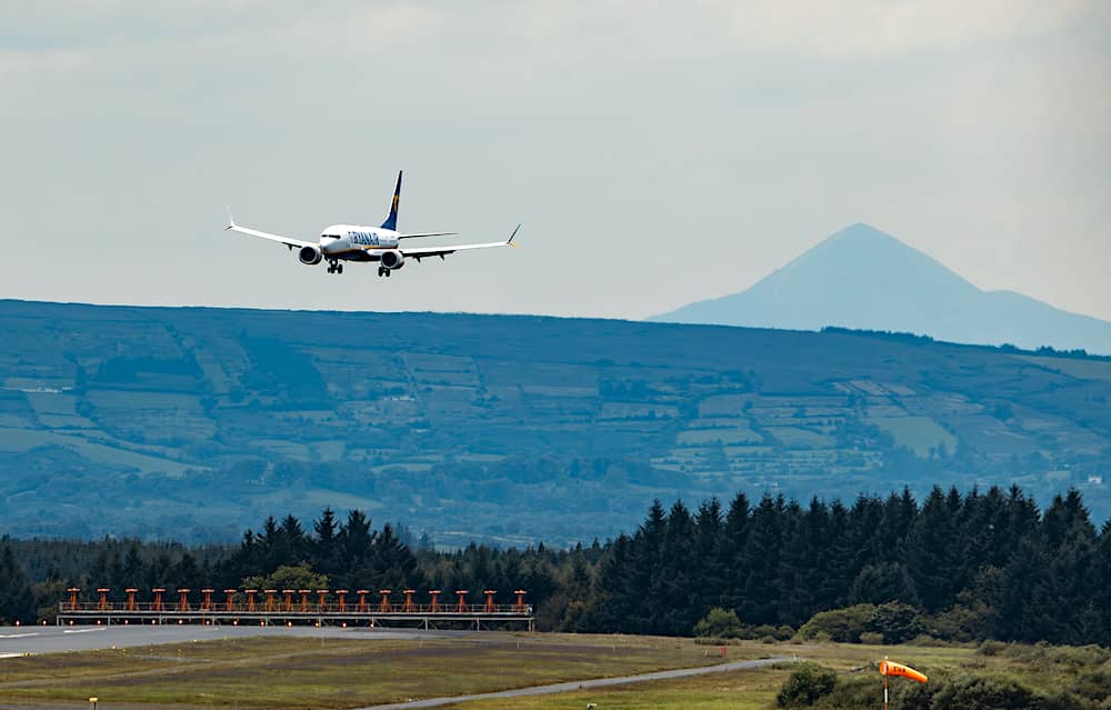flight coming in to land at Ireland West Knock Airport
