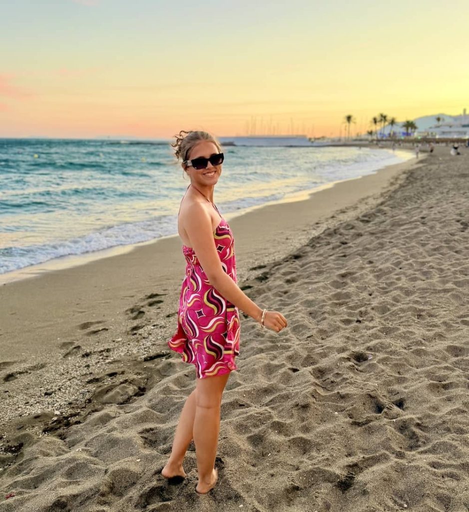Alex on Marbella beach outside Soleo Restaurant